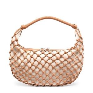 STAUD Luna Net Shoulder Bag, Vegan Leather and Canvas, Neutrals
